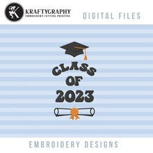 Load image into Gallery viewer, Class of 2023 Machine Embroidery Designs for Stole/Sash, Graduation Embroidery Patterns, Senior Pes Embroidery Files, Cap and Degree Jef-Kraftygraphy
