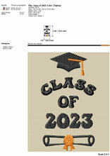 Load image into Gallery viewer, Class of 2023 Machine Embroidery Designs for Stole/Sash, Graduation Embroidery Patterns, Senior Pes Embroidery Files, Cap and Degree Jef-Kraftygraphy
