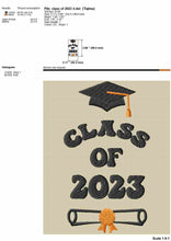 Load image into Gallery viewer, Class of 2023 Machine Embroidery Designs for Stole/Sash, Graduation Embroidery Patterns, Senior Pes Embroidery Files, Cap and Degree Jef-Kraftygraphy
