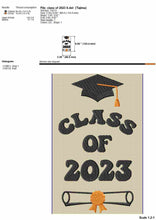 Load image into Gallery viewer, Class of 2023 Machine Embroidery Designs for Stole/Sash, Graduation Embroidery Patterns, Senior Pes Embroidery Files, Cap and Degree Jef-Kraftygraphy
