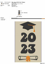 Load image into Gallery viewer, 2023 Machine Embroidery Designs for Graduation Stole, Class of 2023 Embroidery Patterns, Sash Pes Embroidery Files Graduation Cap Pes-Kraftygraphy
