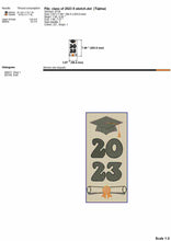 Load image into Gallery viewer, 2023 Sketch Machine Embroidery Designs for Graduation Stole, Class of 2023 Embroidery Patterns, Sash Pes Embroidery Files Graduation Cap Pes-Kraftygraphy
