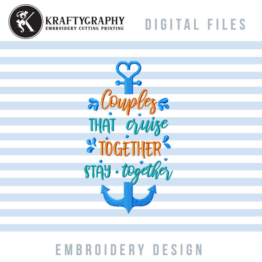 Couple Cruise Machine Embroidery Design Couple That Cruise Together Stay Together-Kraftygraphy