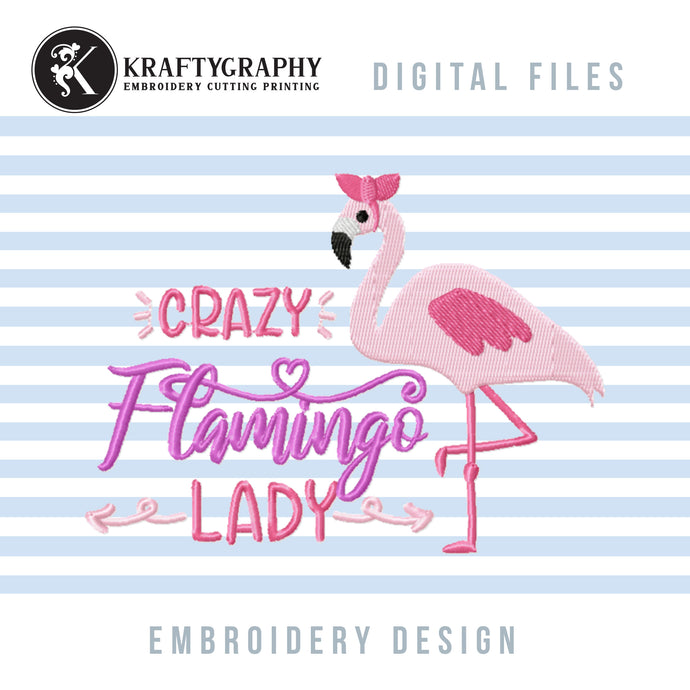 Pink Flamingo Machine Embroidery Designs for Women, Tropical Embroidery Patterns, Summer Pes Files, Cute Flamingo Jef, Embroidery Sayings-Kraftygraphy