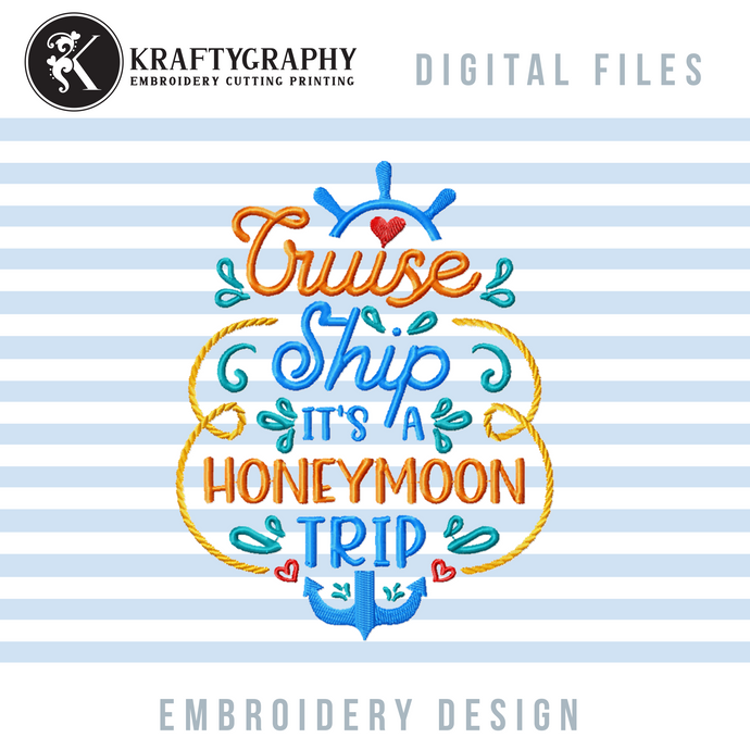 Honeymoon cruise machine embroidery designs-Kraftygraphy