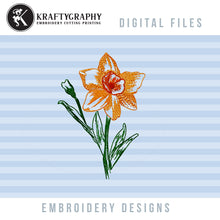 Load image into Gallery viewer, Daffodil flower Embroidery Design for Spring Machine Embroidery Projects-Kraftygraphy
