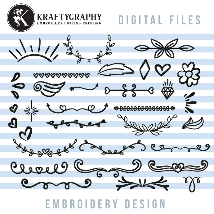 Doodle Decorative elements machine embroidery designs bundle-Kraftygraphy