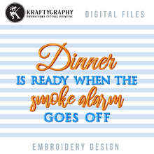 Load image into Gallery viewer, Funny kitchen towels embroidery designs for machine - Dinner alarm-Kraftygraphy
