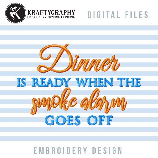 Funny kitchen towels embroidery designs for machine - Dinner alarm-Kraftygraphy