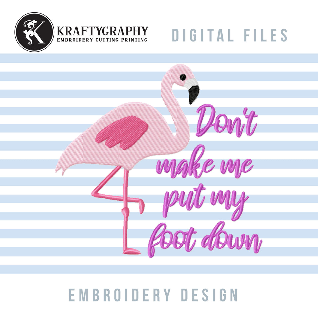 Funny Flamingo Embroidery Designs, Summer Embroidery Pattern, Beach Embroidery Files, Tropical Bird Machine Embroidery Stitches,Flamingo Pes-Kraftygraphy