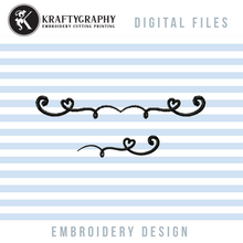 Load image into Gallery viewer, Heart Swirl and Border Divider Machine Embroidery Design-Kraftygraphy
