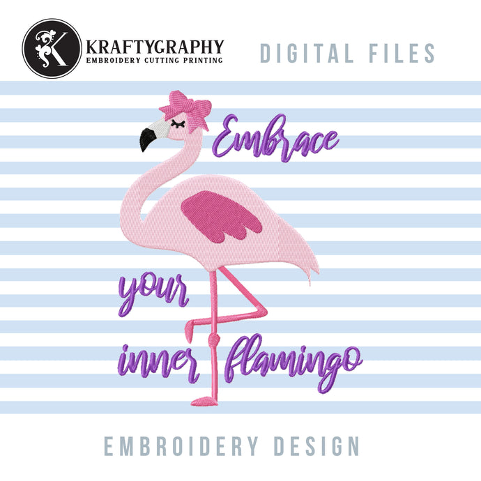 Cute Flamingo Machine Embroidery Pes Files, Pink Flamingo Embroidery Designs, Tropical Bird Embroidery Patterns, Summer Jef, Beach Hus-Kraftygraphy