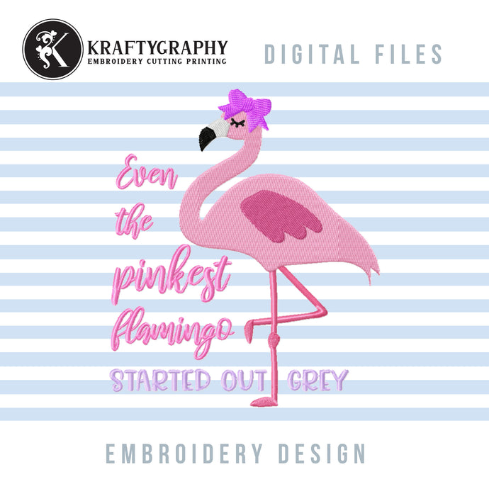 Pink Flamingo Machine Embroidery Designs, Tropical Bird Embroidery Sayings, Summer Embroidery Patterns, Motivational Quotes Pes Files-Kraftygraphy