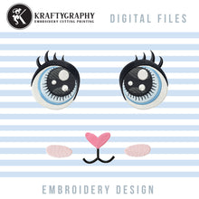 Load image into Gallery viewer, Animal Face Machine Embroidery Designs for Plushes, Soft Toy Face Embroidery Patterns, Felt Toys Embroidery Files, Animal Face Pes Files, Doll Face Embroidery, Kawaii Eyes Embroidery, Animal Nose Embroidery-Kraftygraphy
