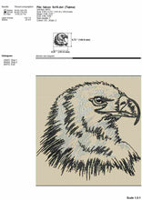 Load image into Gallery viewer, American Eagle Face Embroidery Design - Sketch Style: A Unique and Artistic Embroidery Idea for Your Next Project-Kraftygraphy
