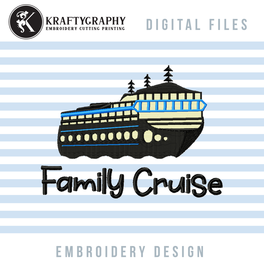 Family Cruise Machine Embroidery Designs, Cruise Boat Embroidery Patterns-Kraftygraphy