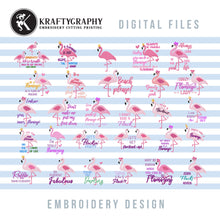 Load image into Gallery viewer, Flamingo Machine Embroidery Designs Bundle, Tropical Embroidery Patterns, Summer Embroidery Dresses, Pink Flamingo Pes Files, Embroidered Flamingo Pillow, Tropical Embroidered Pillow,-Kraftygraphy
