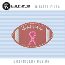 Load image into Gallery viewer, Breast Cancer Embroidery Designs for Felties, Football With Pink Ribbon Embroidery Pattern for Machine-Kraftygraphy
