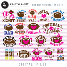 Load image into Gallery viewer, Cute Football SVG Bundle, Football Grandma Clip Art, Football Sayings Dxf Laser Cut Files, Football Heart PNG Designs, Football Sister SVG Images-Kraftygraphy
