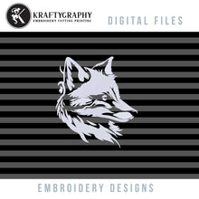 Load image into Gallery viewer, Fox Embroidery Design for Dark Colored Fabrics: A Sleek and Striking Embroidery Idea for Your Next Project-Kraftygraphy
