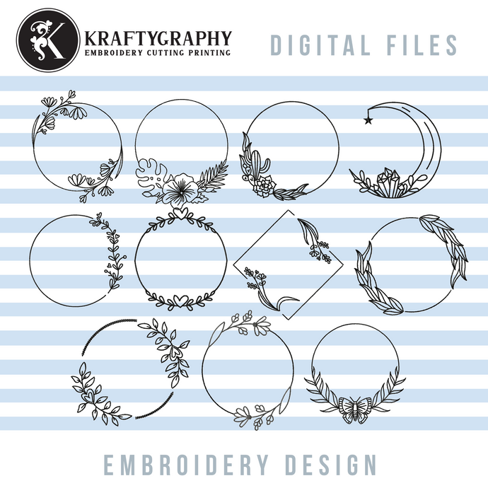 Monogram Frames Machine Embroidery Designs Line Art-Kraftygraphy