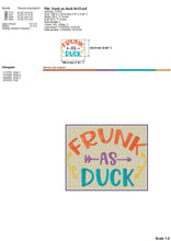 Load image into Gallery viewer, Frunk as Duck Embroidery Designs, Funny Drinking Embroidery Patterns, Alcohol Pes Files, Drinking Shirt Hus Files, Drinking Coasters Jef, Drinking Koozies vp3-Kraftygraphy
