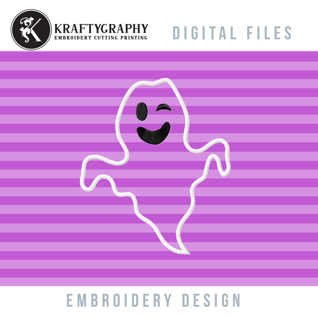 Funny Ghost Applique, Halloween Embroidery Designs, Big Size-Kraftygraphy