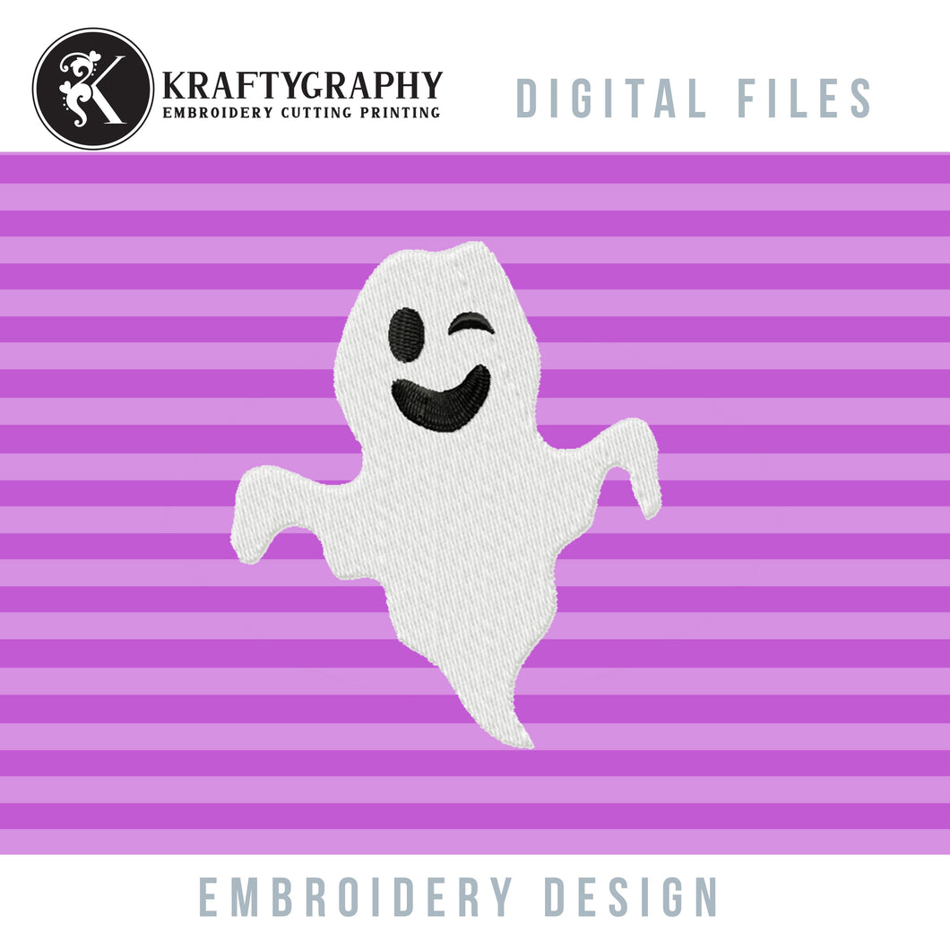 Mini Ghost Embroidery Designs, Funny Ghost Embroidery Patterns, Halloween Pes Files-Kraftygraphy