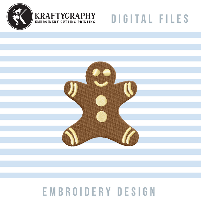 Gingerbread Man Machine Embroidery Files, Christmas Cookie Embroidery Designs, Christmas Embroidery Patterns, Christmas Ornaments Embroidery, Christmas Sweater Embroidery-Kraftygraphy
