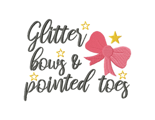 Cheer embroidery designs - Glitter, bows and pointed tows - ballerina-Kraftygraphy