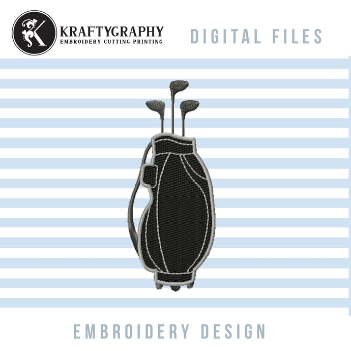 Golf embroidery design for machine - golf bag-Kraftygraphy