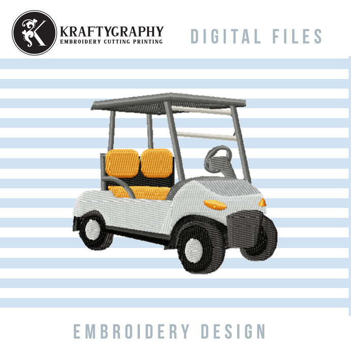 Golf embroidery design - golf cart-Kraftygraphy