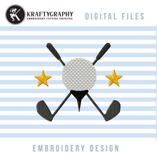 Load image into Gallery viewer, Golf embroidery designs - golf clubs and ball-Kraftygraphy
