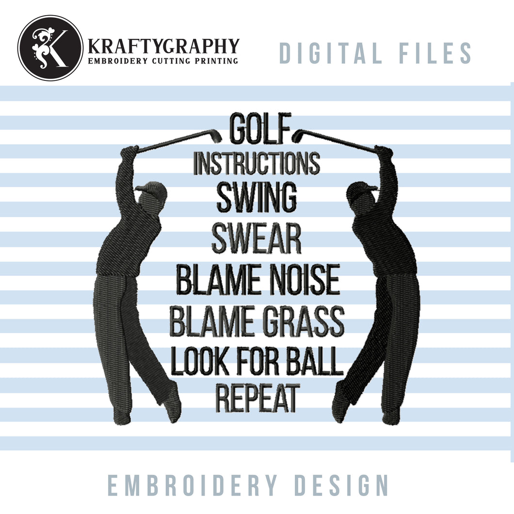 Funny Golf Instructions Machine Embroidery Designs-Kraftygraphy