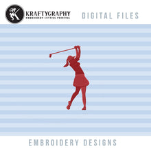 Load image into Gallery viewer, Golf embroidery design for girls - golfer girl/woman-Kraftygraphy
