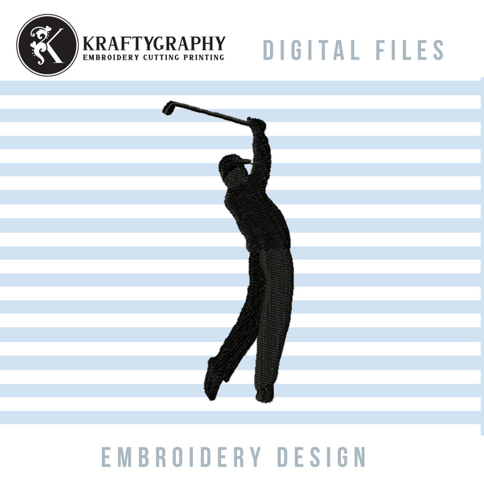 Golf embroidery designs - golfer silhouette-Kraftygraphy