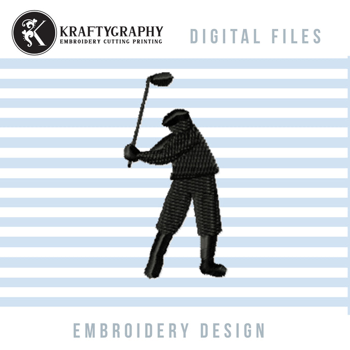 Golf embroidery designs - golfer silhouette-Kraftygraphy