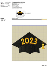 Load image into Gallery viewer, Graduation Cap Machine Embroidery Designs, Senior 2023 Embroidery Patterns, Class of 2023 Embroidery Files, Graduation Hat Pes Files-Kraftygraphy
