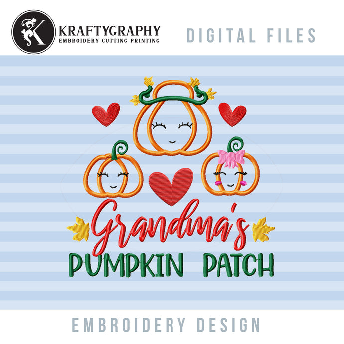 Pumpkin Grandma Embroidery Design, Pumpkin Patch Embroidery Patterns, Fall Embroidery Files-Kraftygraphy