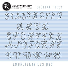 Load image into Gallery viewer, Bx Embroidery Fonts for Machine Embroidery, Heart Shaped Capital Letters and Numbers Monogram Embroidery Designs-Kraftygraphy

