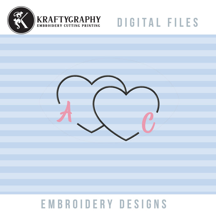 Hearts monogram frame embroidery designs-Kraftygraphy