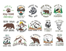 Load image into Gallery viewer, Hiking embroidery design bundle - funny bear sayings, buck , mountain and lake-Kraftygraphy
