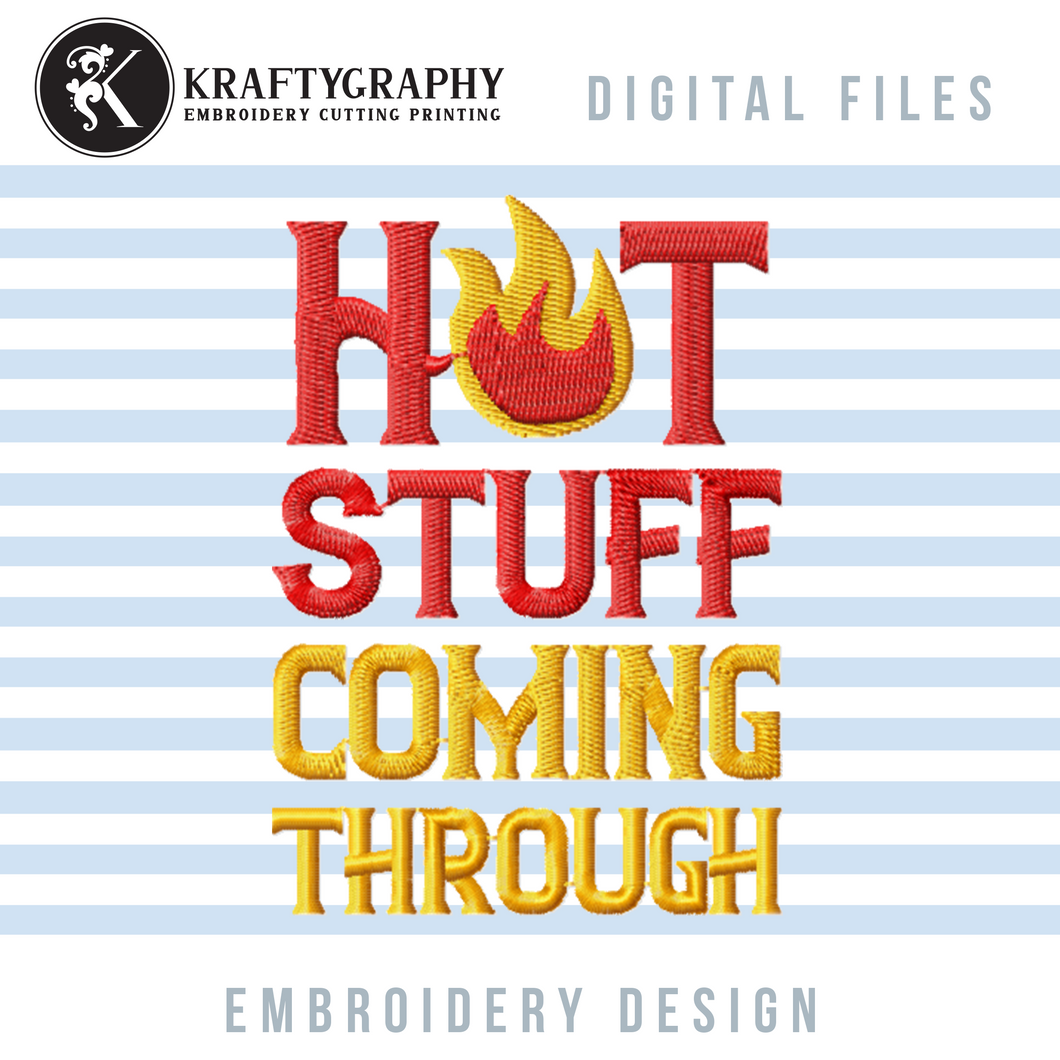 Grill and bbq embroidery designs funny - Hot stuff-Kraftygraphy
