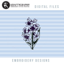 Load image into Gallery viewer, Hyacinth Flower Embroidery Design in Sketch Style for Spring Projects-Kraftygraphy
