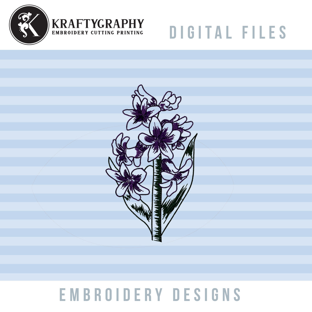 Hyacinth Flower Embroidery Design in Sketch Style for Spring Projects-Kraftygraphy