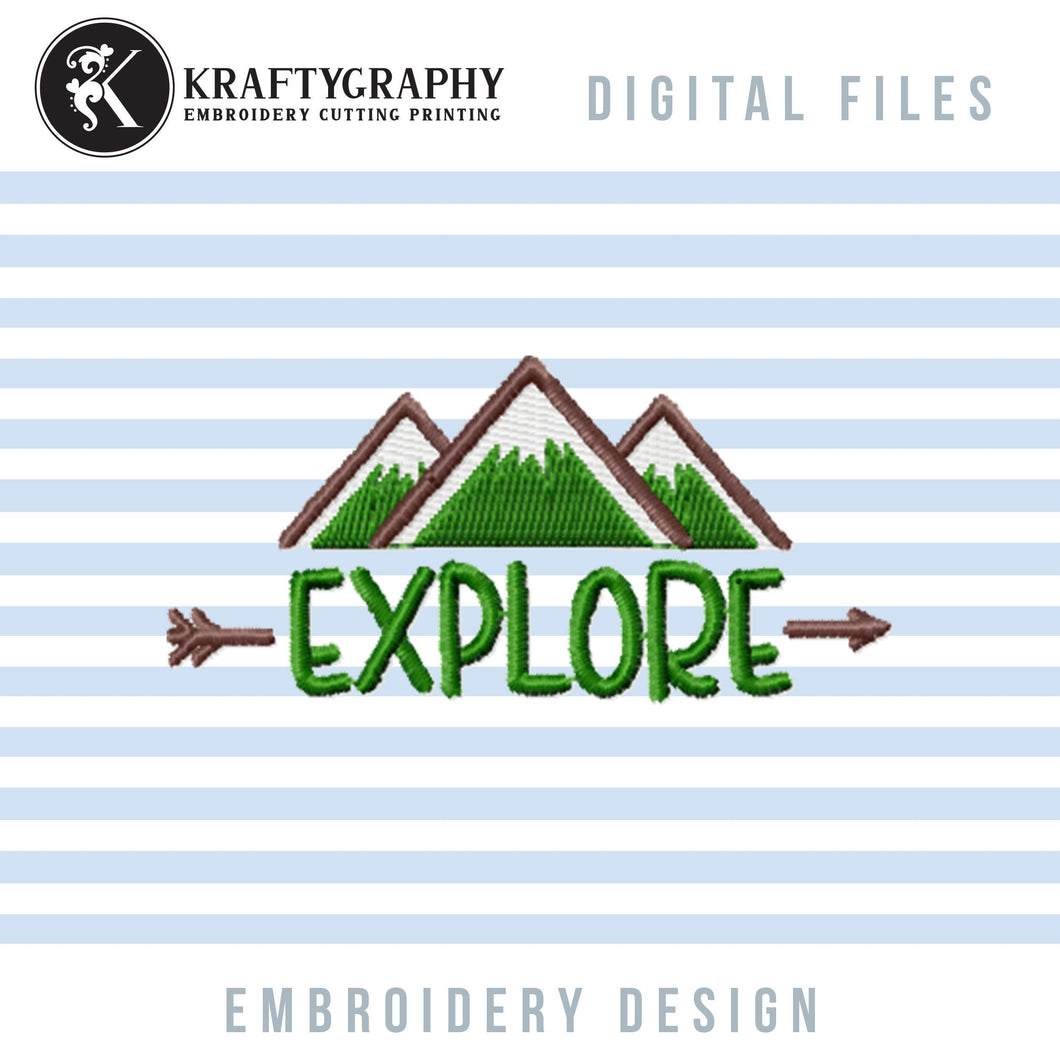 Hiking Machine Embroidery Designs, Mountain Camping Embroidery Patterns, Summer Camp Pes Files, Campsite Embroidery Sayings, Cap Embroidery-Kraftygraphy