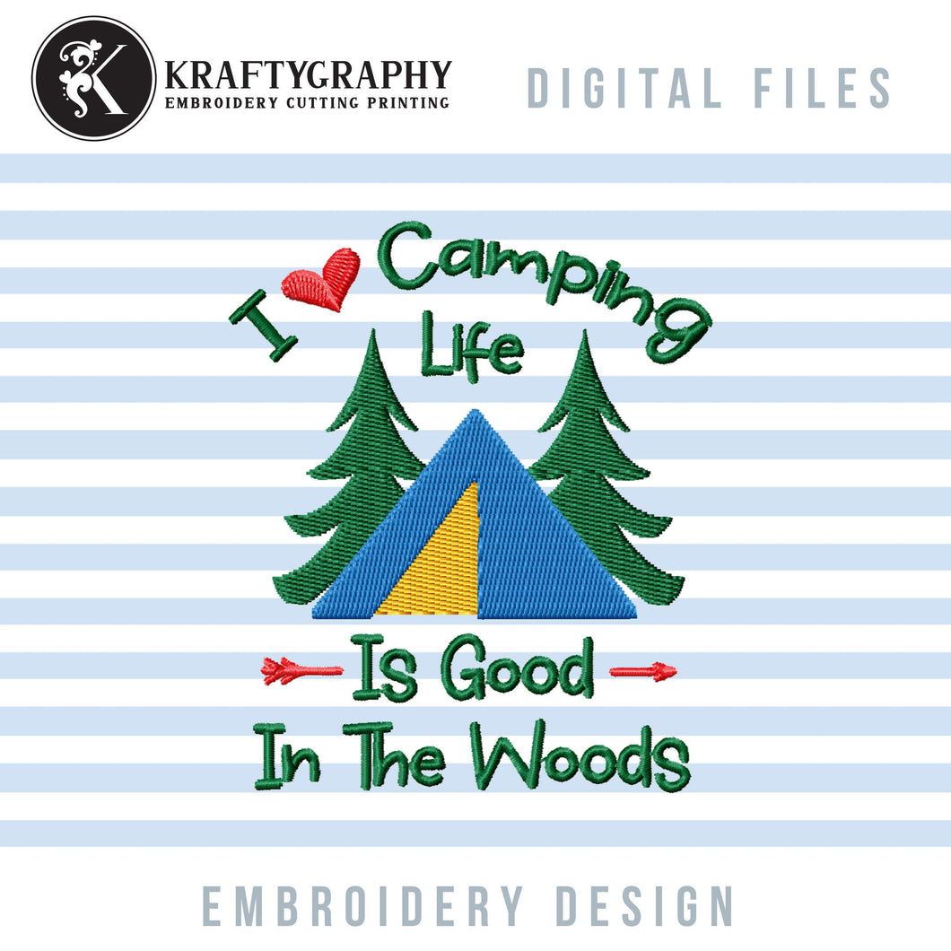 Love Camping Machine Embroidery Designs, Camping Girl Cap Embroidery Patterns, Forest Camp Pes Files, Campsite Embroidery Files, Tent Jef-Kraftygraphy