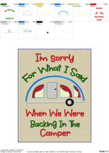 Load image into Gallery viewer, Camper Machine Embroidery Applique, Funny Camping Embroidery Patterns, Adult Humor Pes Files, Summer Camp Embroidery Sayings, Campsite Jef-Kraftygraphy

