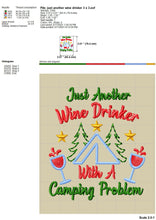 Load image into Gallery viewer, Wine Drinking Machine Embroidery Designs, Camping Drinker Embroidery Sayings, Wine Glasses Embroidery Patterns, Drink Embroidery Files-Kraftygraphy
