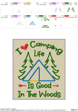 Load image into Gallery viewer, Love Camping Machine Embroidery Designs, Camping Girl Cap Embroidery Patterns, Forest Camp Pes Files, Campsite Embroidery Files, Tent Jef-Kraftygraphy
